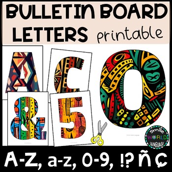 Preview of Black History Month inspired Bulletin board letters numbers A-Z a-z 0-9 ñç