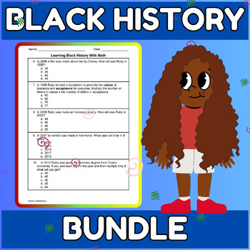Preview of Black History Multiple Choice Activity Math Combination BUNDLE