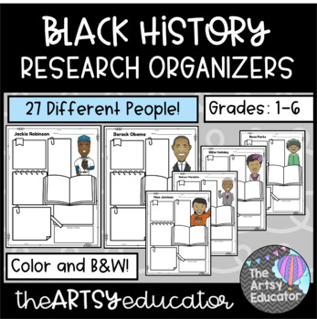 Black History Notable Figures Research Organizers! -- [Grades 1-6]