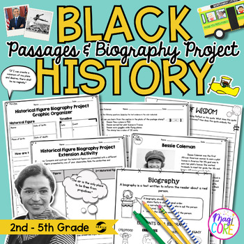 Preview of Black History - Passages & Biography Project - 2nd-5th Grade