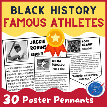 Preview of Black History Pennants Posters | Famous Athletes Sports Classroom Decor