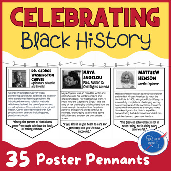 Preview of Black History Pennants Posters | Famous People Heroes Leaders Classroom Decor