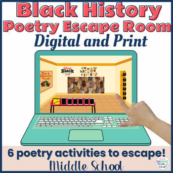 Preview of Black History Poetry Game - Escape Room Digital and Print for Middle School