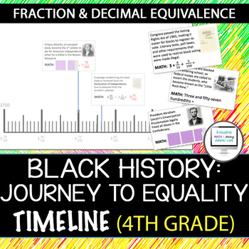 Preview of Journey to Equality Timeline - Grade 4 (Black History with Fractions & Decimals)