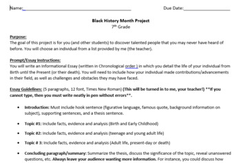 Preview of Black History Project (NO PREP NEEDED) Common Core Aligned