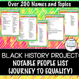 Black History Project - Notable People List (Journey to Equality)