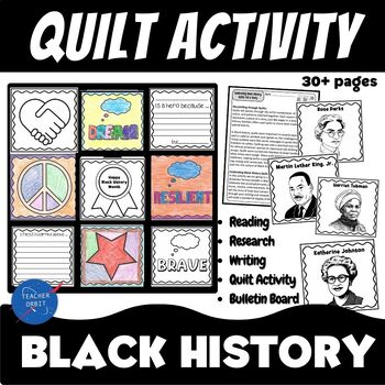 Preview of Black History Create a Collaboration Quilt Activity | Research Biography Leaders