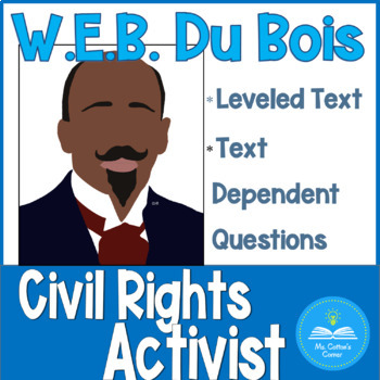 Preview of Black History Month - Reading Comprehension Passage, Vocabular, W.E.B. Du Bois