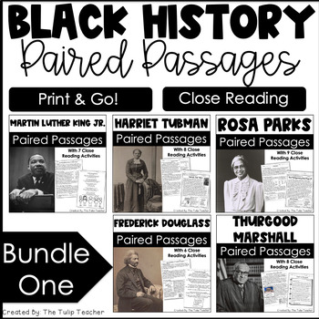 Preview of Black History Reading Comprehension Paired Passages Bundle 1 Close Reading
