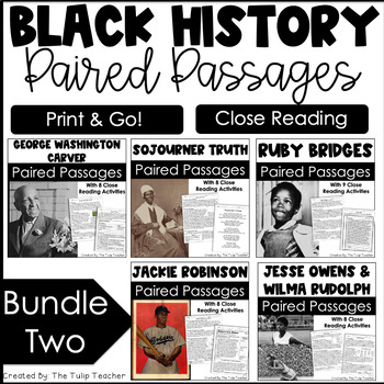 Preview of Black History Reading Comprehension Paired Passages Bundle 2 Close Reading