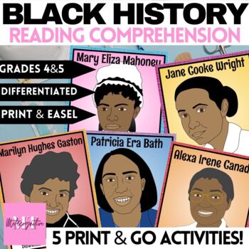Preview of Black History Reading Comprehension Worksheets Bundle - Women's History