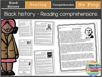 Preview of Black History Reading Comprehensions for teenagers and ESL students