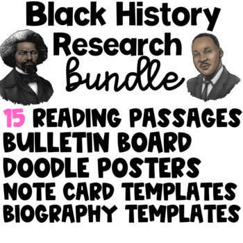 Preview of Black History Reading Passage Research Project Bundle Bulletin Board
