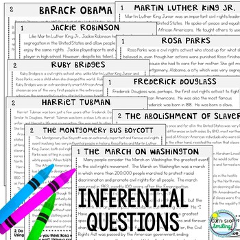 Black History Reading Passages With Comprehension Questions 3rd Grade