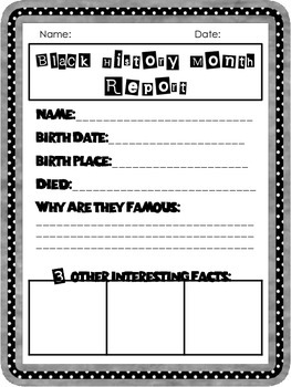 Black History Report Template by Sizemore In 2nd TpT