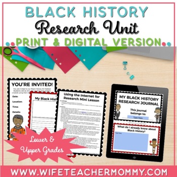 Preview of Black History Research Project Unit | Lower and Upper Grades (Digital & Print)
