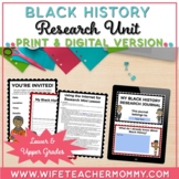 Black History Research Project Unit | Lower and Upper Grad