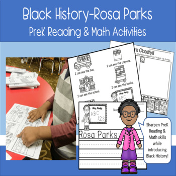 Preview of Black History Rosa Parks PreK Reading and Math Activities