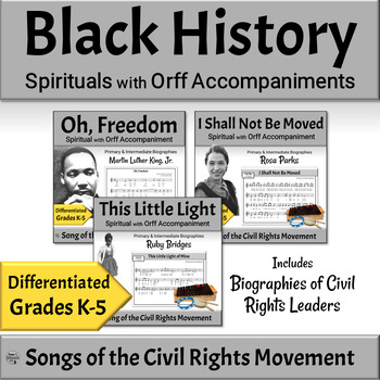 Preview of Black History Music Activities Song Bundle with Orff Accompaniments
