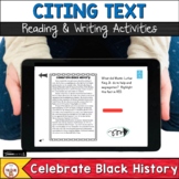 Black History Citing Text Evidence Reading and Writing Act