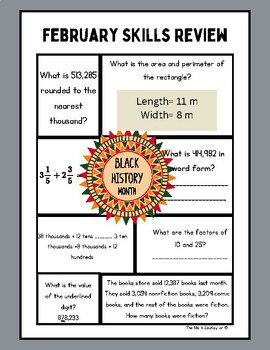 Preview of Black History Themed 4th Grade Math Skills Review