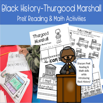 Preview of Black History Thurgood Marshall PreK Reading Math Activities