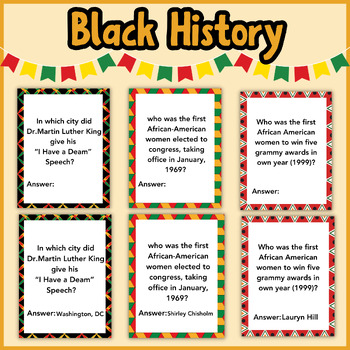 Preview of Black History Trivia Game, Black History Month