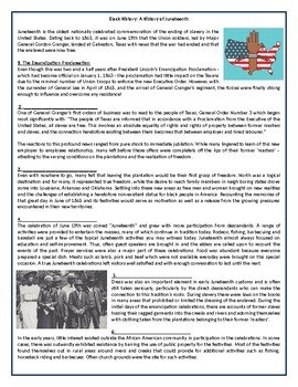 black history understanding juneteenth reading comprehension text