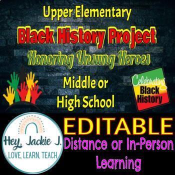 Preview of Black History Unsung Hero Project Presentation Google Slides Editable Celebrate!