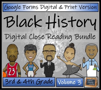 Preview of Black History Volume 3 Close Reading Bundle Digital & Print | 3rd & 4th Grade