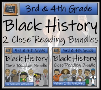 Preview of Black History Volumes 1 & 2 Close Reading Comprehension Bundles 3rd & 4th Grade