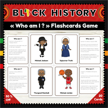 Preview of Black History Month "Who Am I ?" Game : Notable Figures Matching Flashcards Game