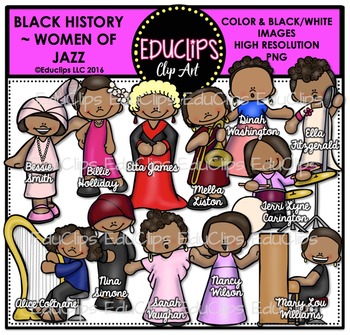 Preview of Black History ~ Women Of Jazz Clip Art Set {Educlips Clipart}