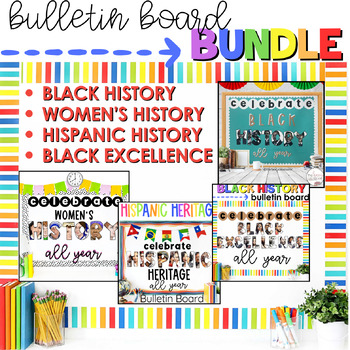 Preview of Black History Women's History Hispanic History Bulletin Board Bundle