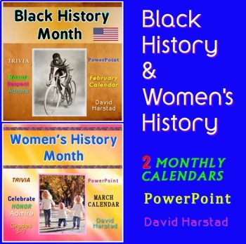 Preview of Black History Month & Women's History Month - Trivia Calendars (PowerPoint)