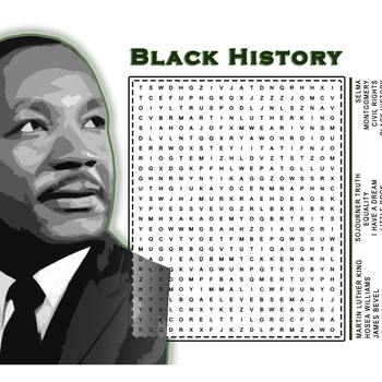 Preview of Black History Month Word Search Puzzle | Civil Rights | Martin Luther King, Jr.