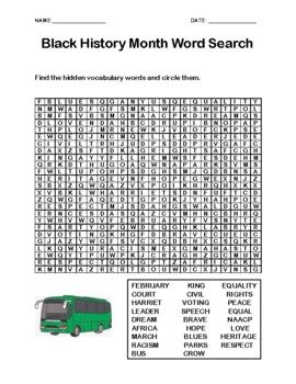 Preview of Black History Word Search Sheet