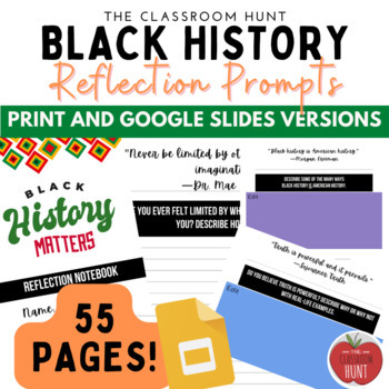 Preview of Black History Writing Prompts | Black History Month Journal | BHM Notebook