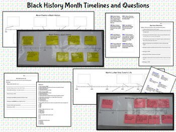 Preview of Black History and Martin Luther King Jr. Timeline and Questions