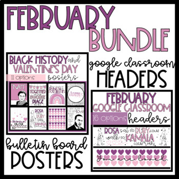 Preview of Black History and Valentine's Bulletin Board Posters | Google Classroom Headers