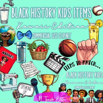Preview of Black History item add-on for Kids Clipart Kawaii Famous People US History