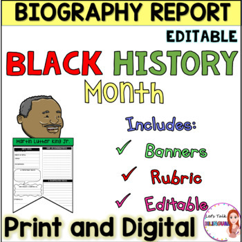 Preview of Black History month Biography Report - Bulletin Board - digital