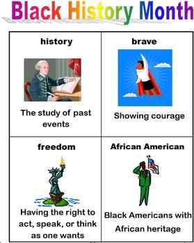 Preview of Black History/African American History vocabulary; cut and paste