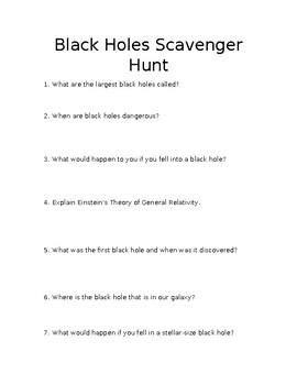 Preview of Black Hole Scavenger Hunt