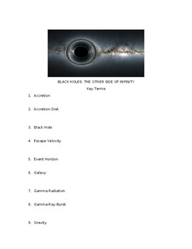 Preview of Black Holes Vocab