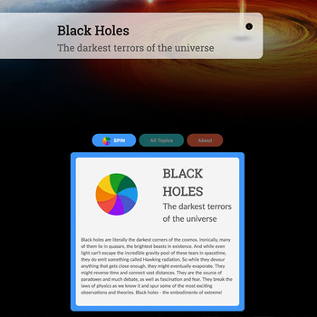 Preview of Black Holes (subject exploration)