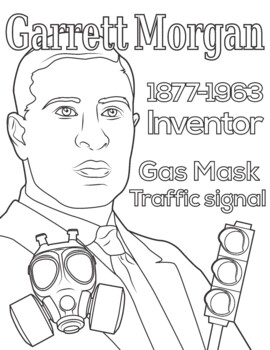 Preview of Black Inventor Garrett Morgan Coloring Page Black History Month Resource