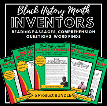 Preview of Black Inventors Reading Comprehension Activities BUNDLE