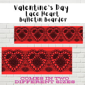 Preview of Black Lace Heart Valentine's Day Bulletin Boarder | Love Theme | Vintage Theme
