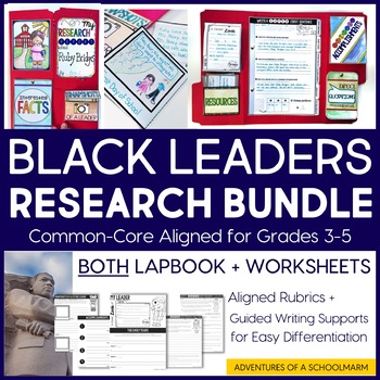 Preview of Black History Research BUNDLE - Lapbook + Worksheets - Common Core Grades 3-5